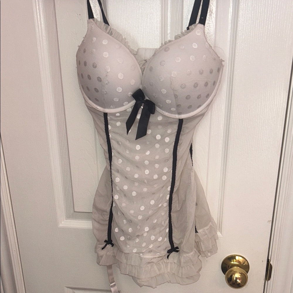 La SENZA Polka Dot Chemise with Black Trim